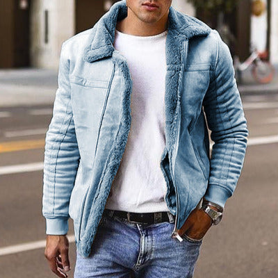 Men's leather jacket with warming Sherpa lining Lune London