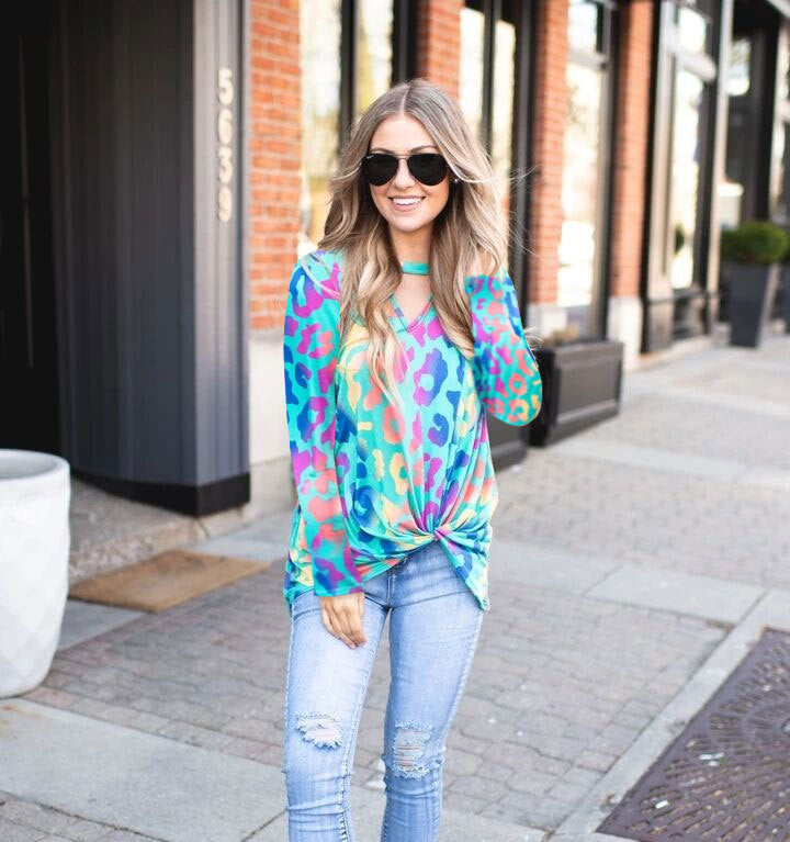 Women casual top with a trendy V neck twist Amarae
