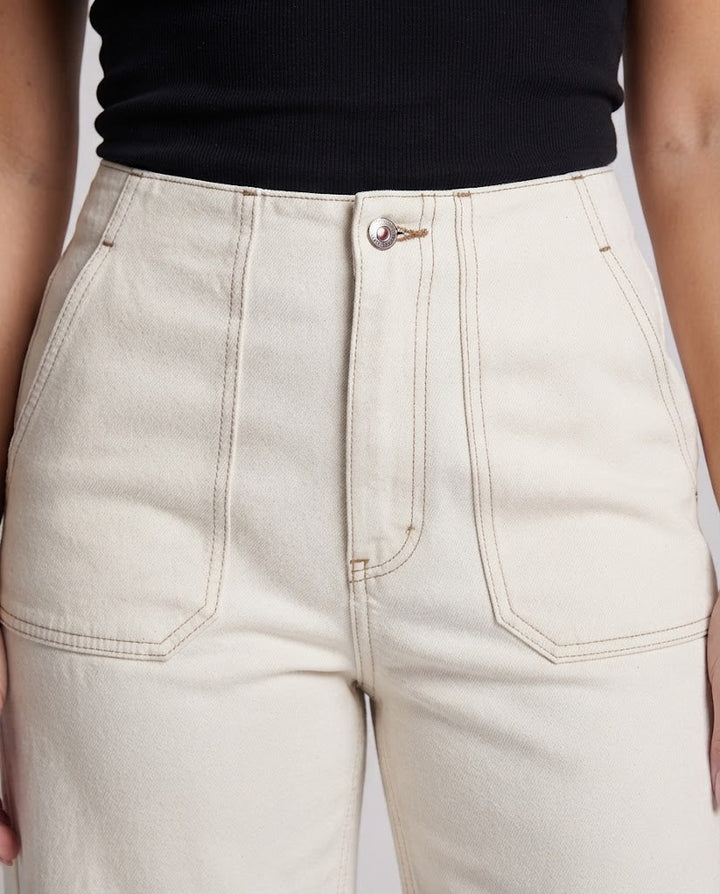 Women's wide high-waisted denim pants with extra wide leg and patch pockets Amarae