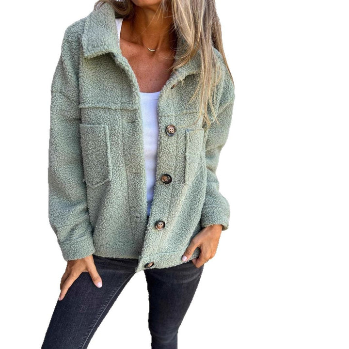 Faux fur jacket with lapels and button placket