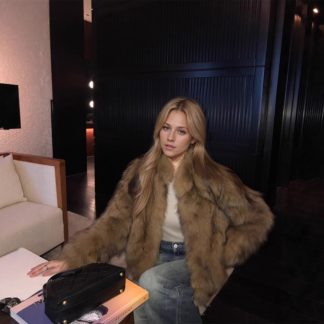 Figure-hugging faux fur coat with gradient