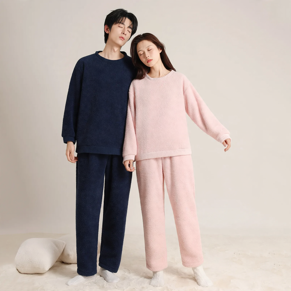 Warm, solid color lounge set for couples