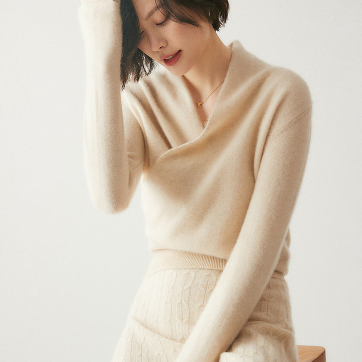 Women's knit sweater with V-neck