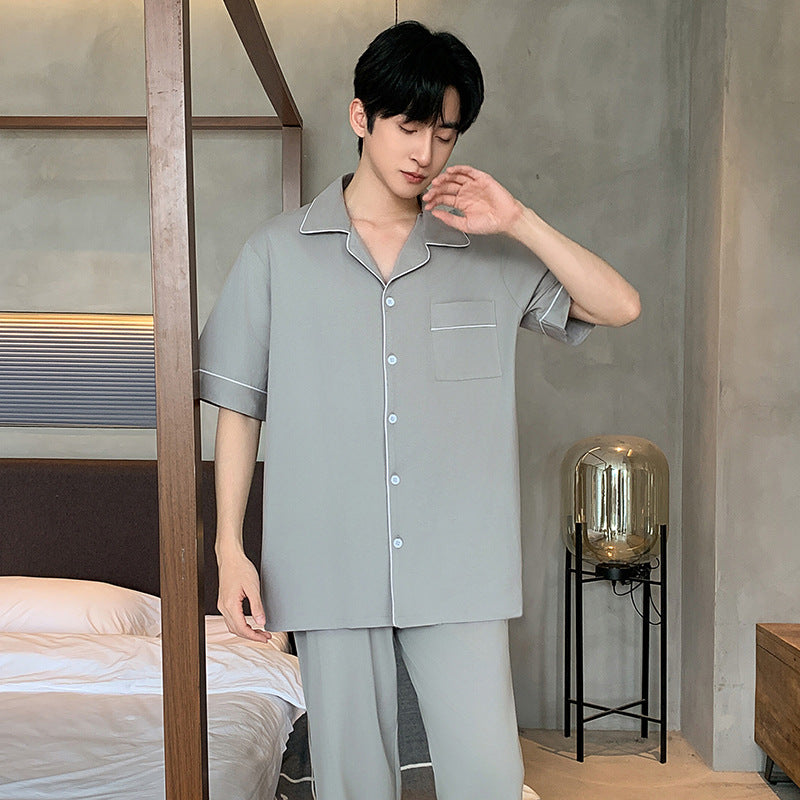 Men's pajama set made of cotton, simple design