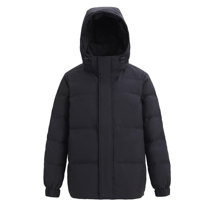 Short down jacket with removable hood for women
