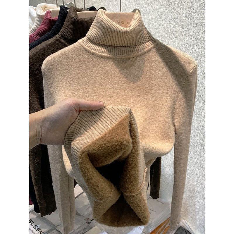 Women's turtleneck sweater, lined, knit