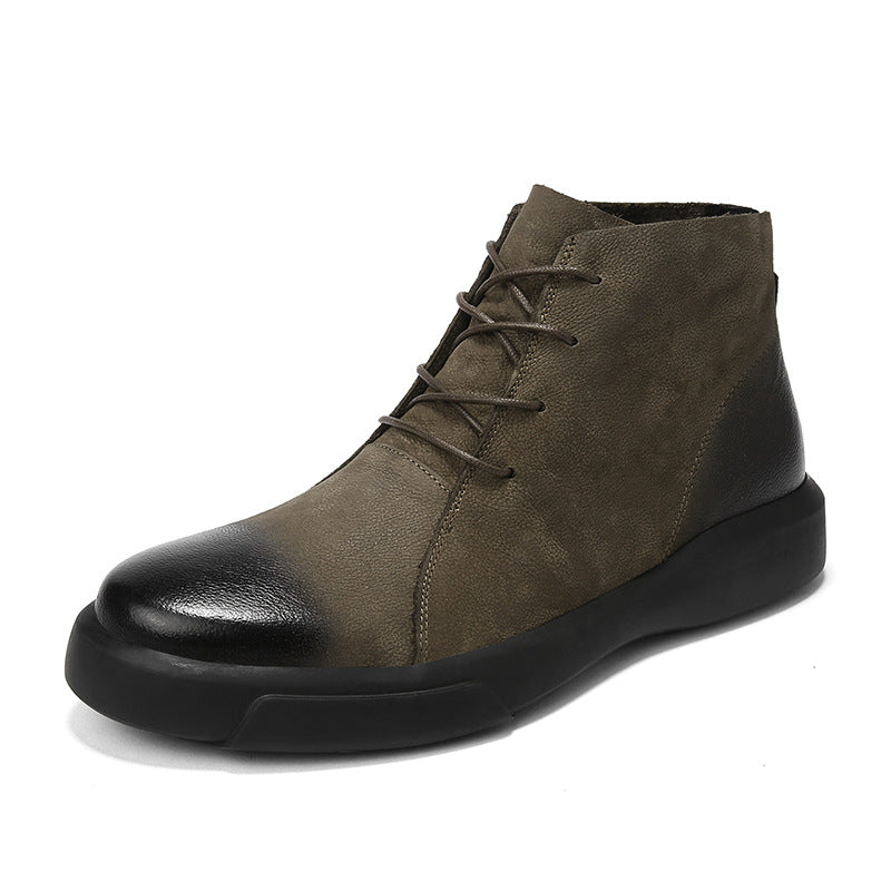 Men's leather ankle boots, sturdy