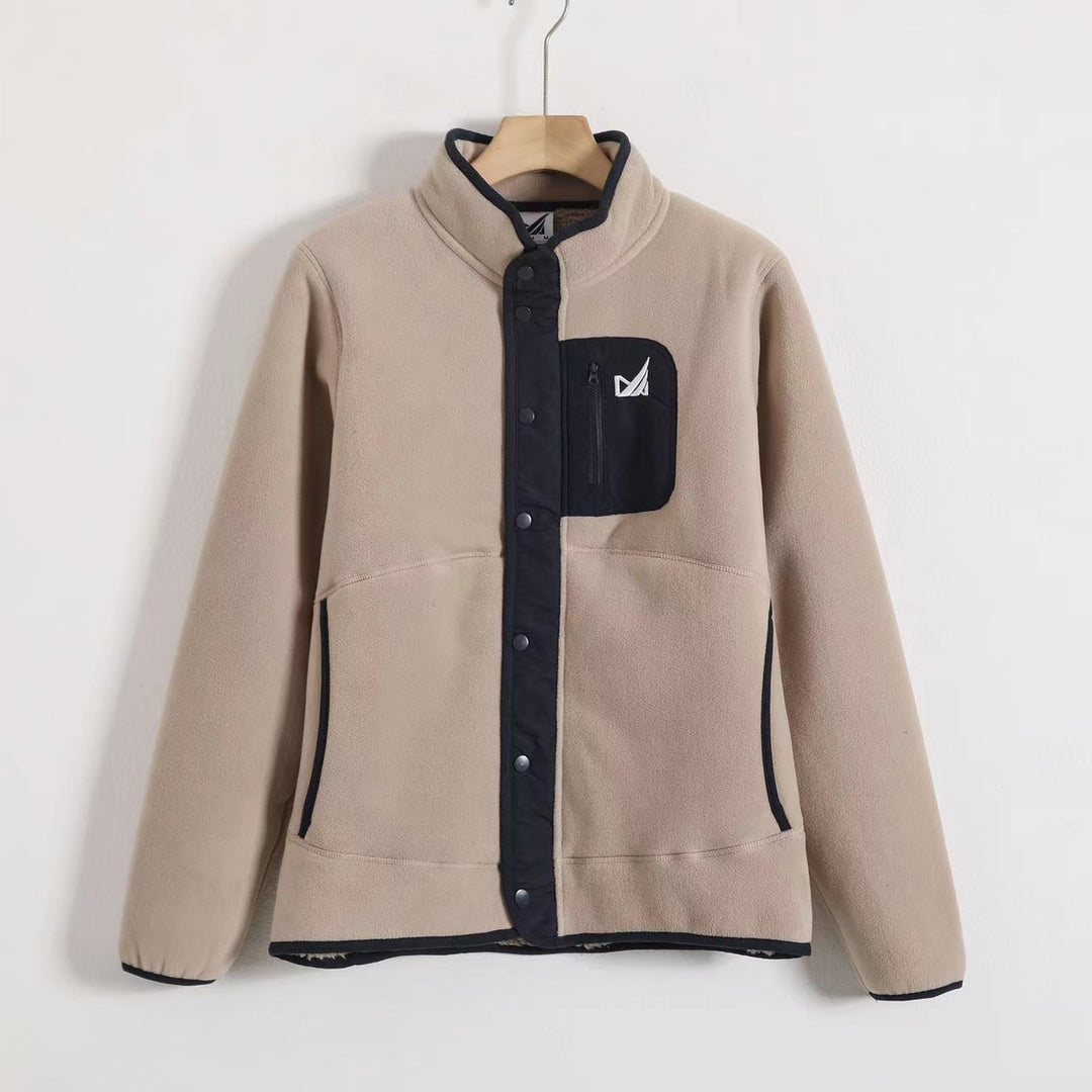 Unisex Teddy fleece jacket with stand-up collar