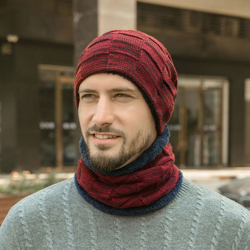 Winter knitted hat and scarf set, lined, 9507