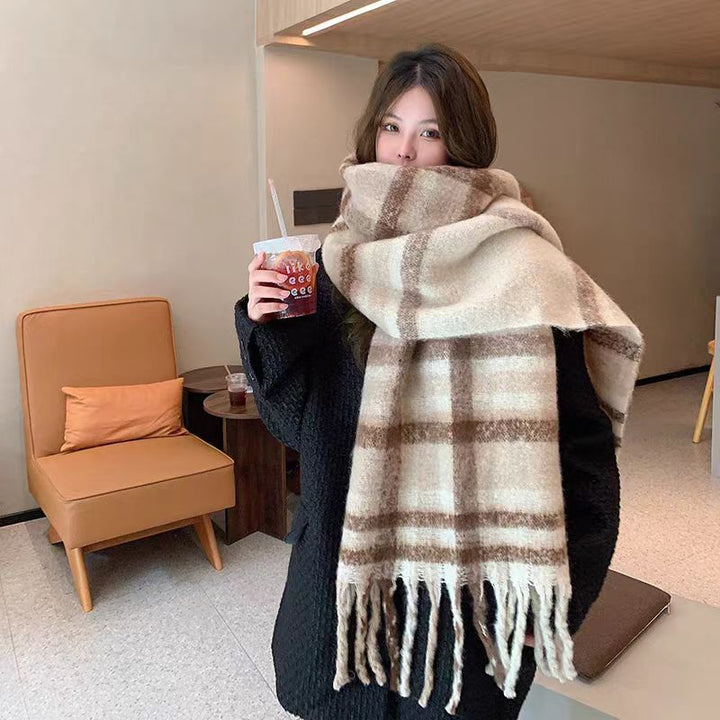 Soft scarf in cashmere look with fringes, 230 cm