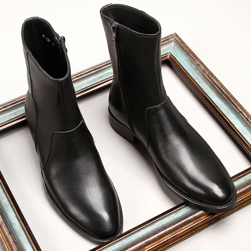 Men's leather ankle boots, classic Chelsea boots