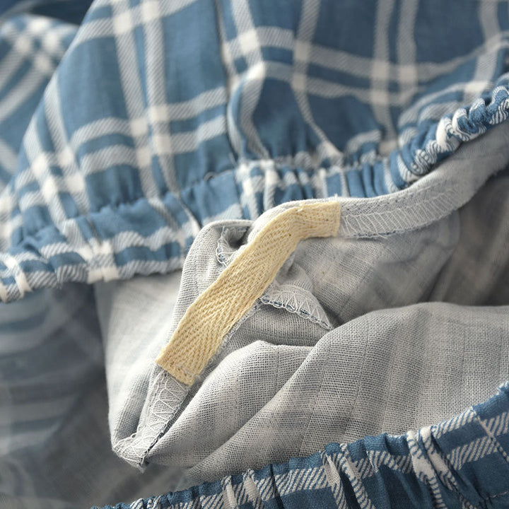 Men's Pajama Set made of cotton gauze, checked