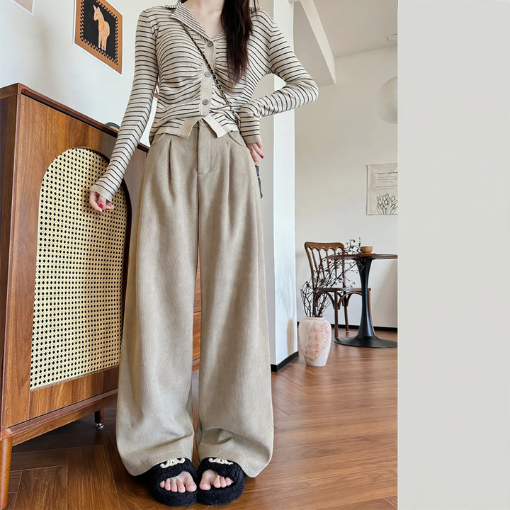 Kord-Pants, straight cut, high-waisted