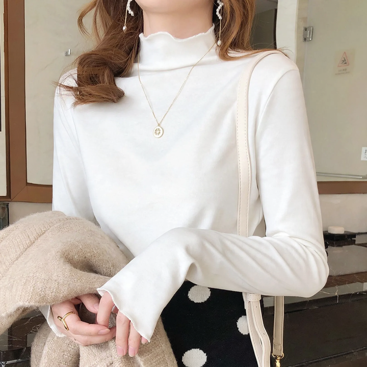 Women's Long Sleeve Top with Stand Collar