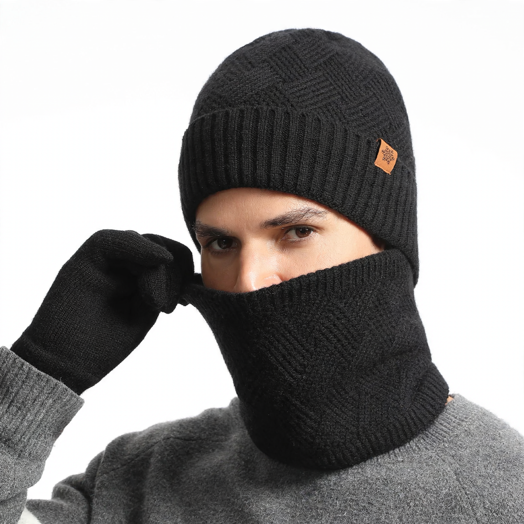 Winter Set: Knitted hat, scarf, and gloves