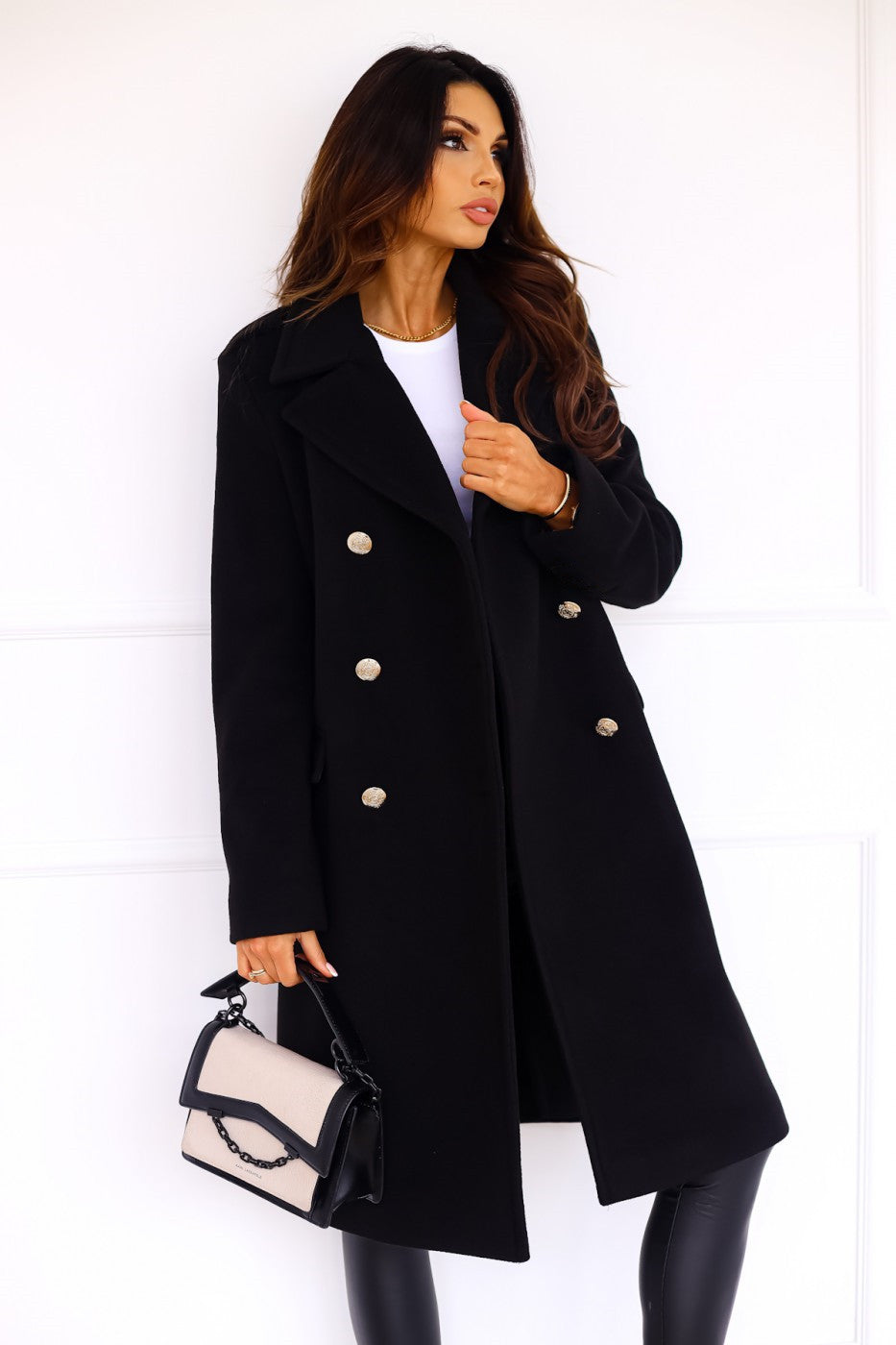 Amarae | Long coat - Wool blend - Comfortable fit - Double-breasted - Elegant draped design