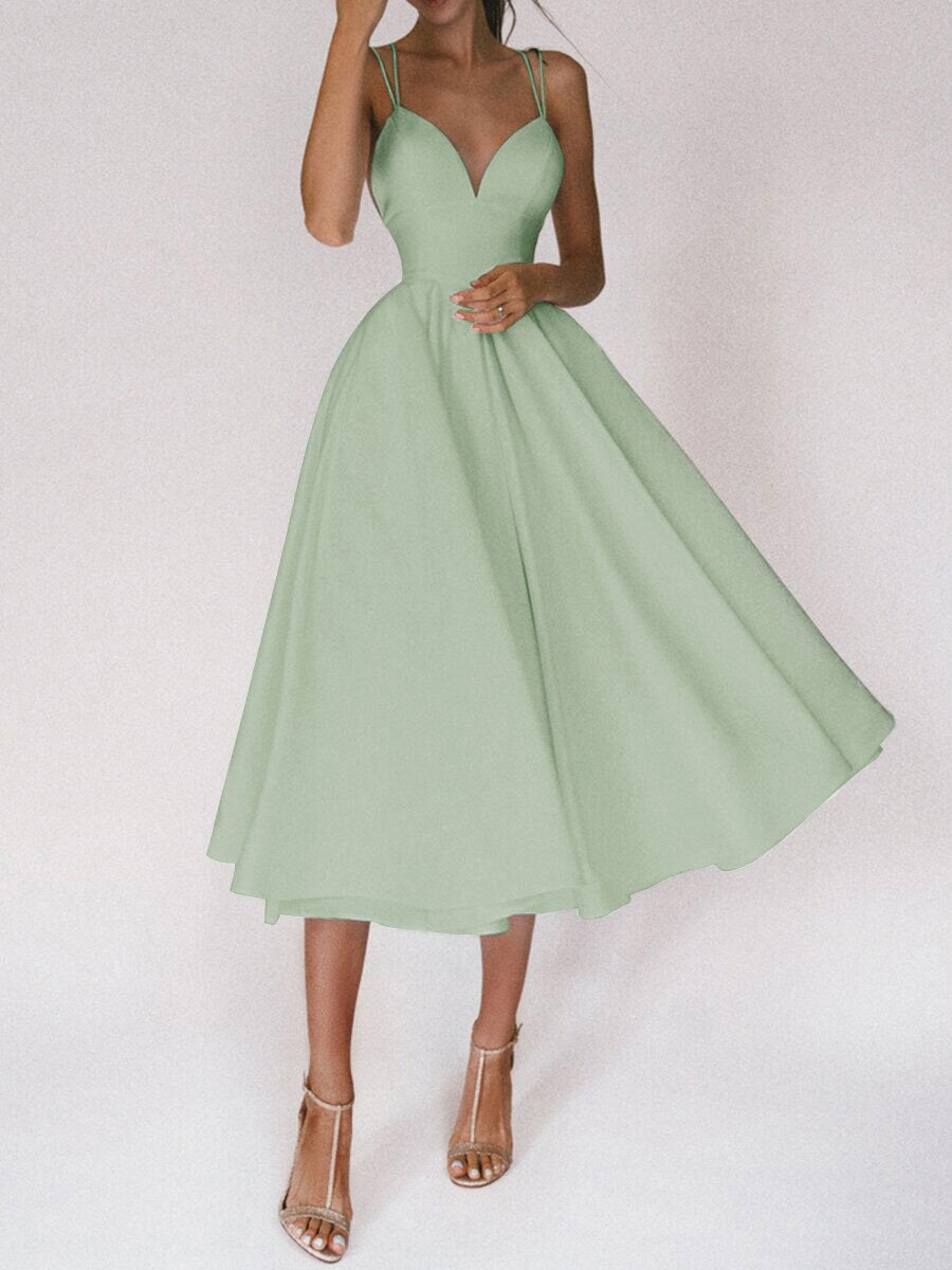 Lune London | Grace The Elegant Spaghetti Strap Dress with V-Neck