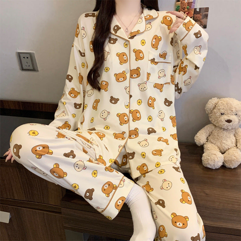 Women's Pajama Set, long-sleeved with heart pattern