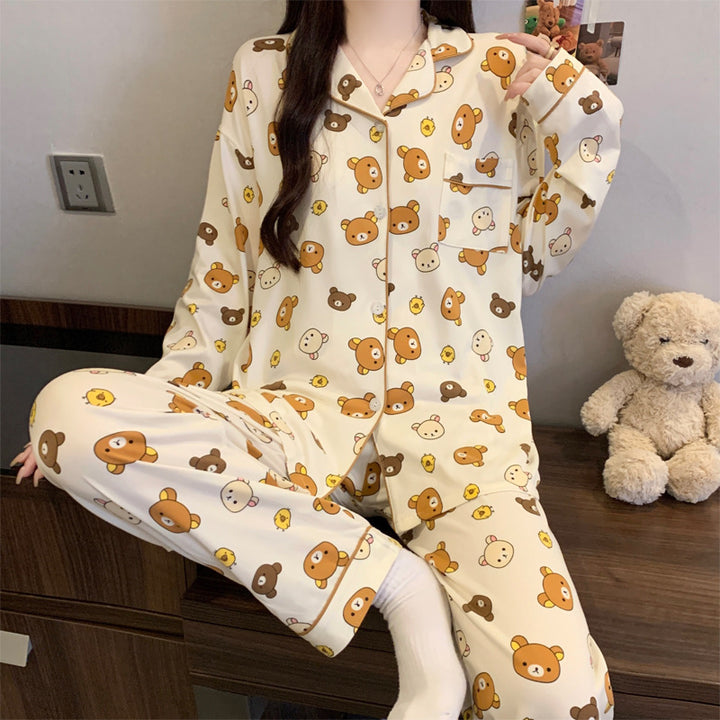 Women's Pajama Set, long-sleeved with heart pattern