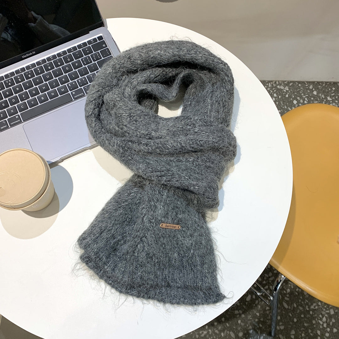 Alpaca wool knitted scarf, warm and soft, 24x165 cm