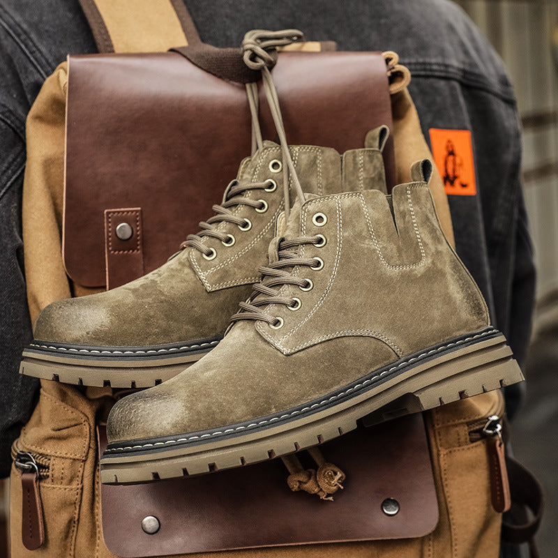 Fashionable men's leather boots in retro style