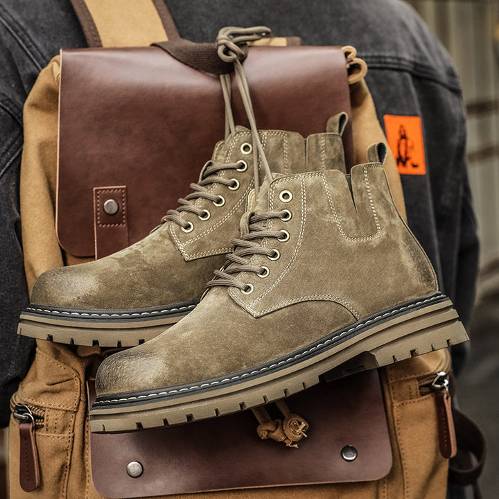 Fashionable men's leather boots in retro style