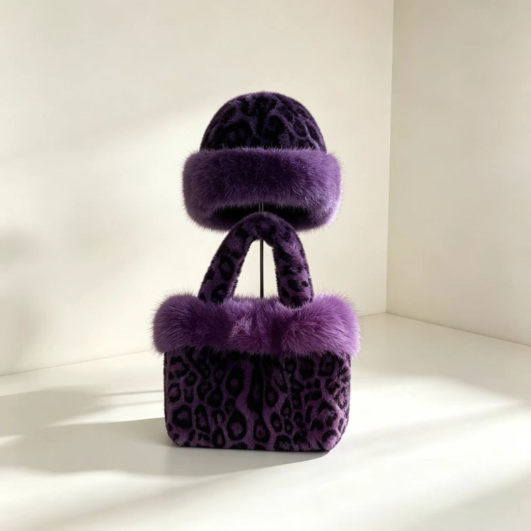 Winter Set: Handbag and Beanie in Leopard Design