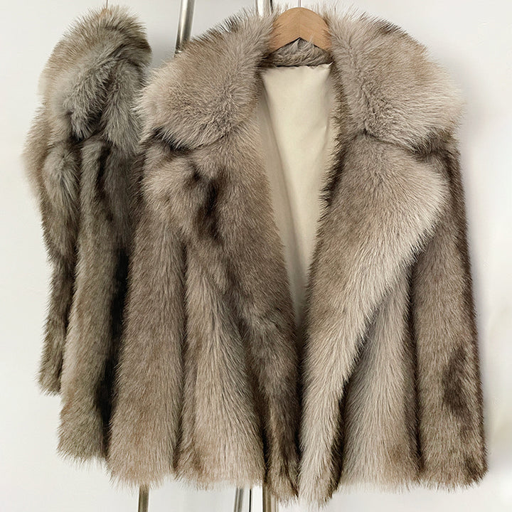 Women’s fur coat, medium length, artificial fur, winter