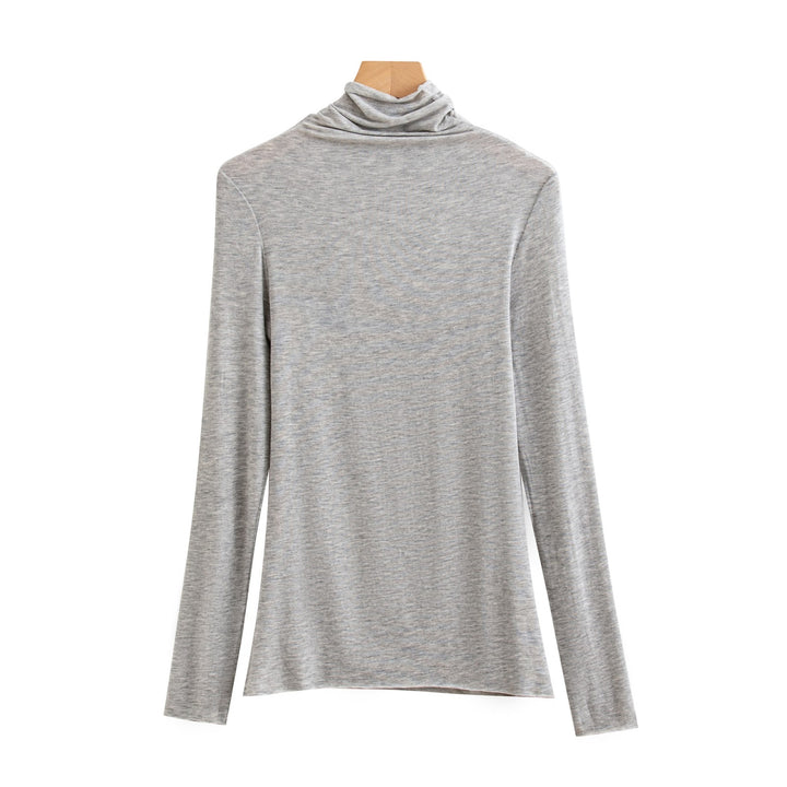 Women's Long Sleeve Shirt with Stand-up Collar, Soft and Comfortable