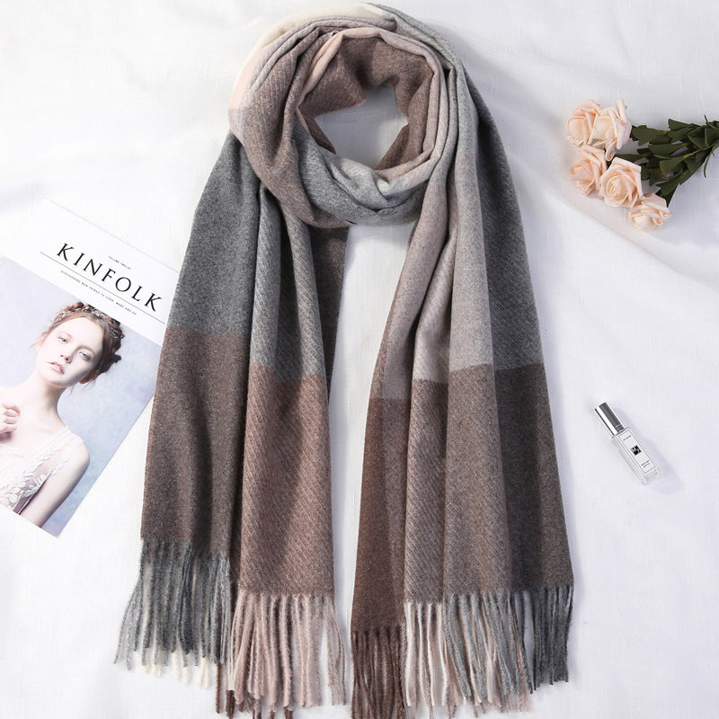Long scarf in plaid pattern, warm winter accessory
