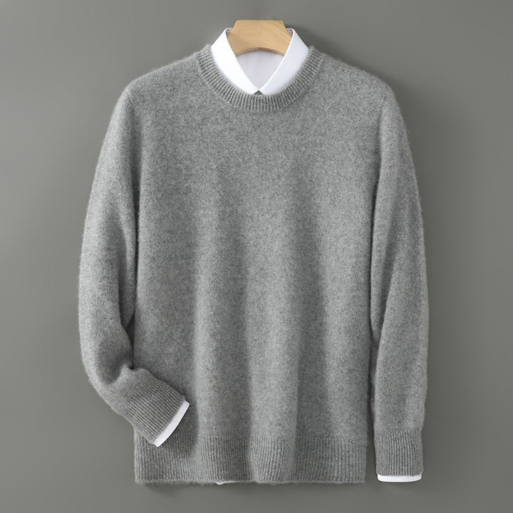 Men's Wool Sweater, Crew Neck, Solid Color, Business Casual