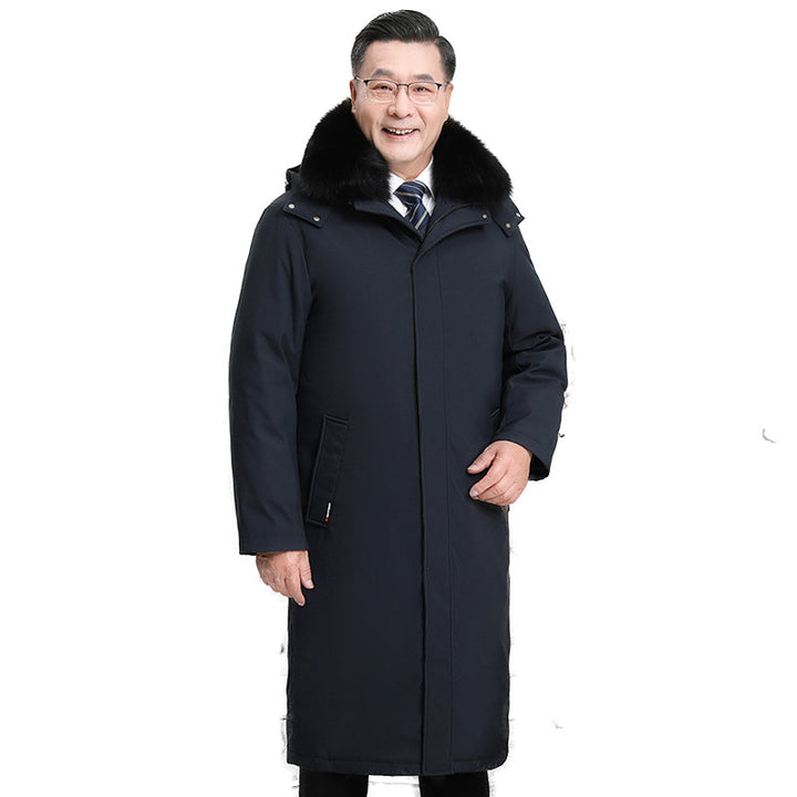 Men's down coat, long, with removable inner lining