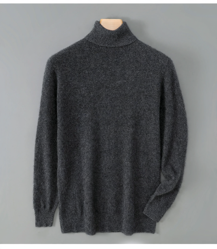 Men's wool sweater, roll neck, loose fit