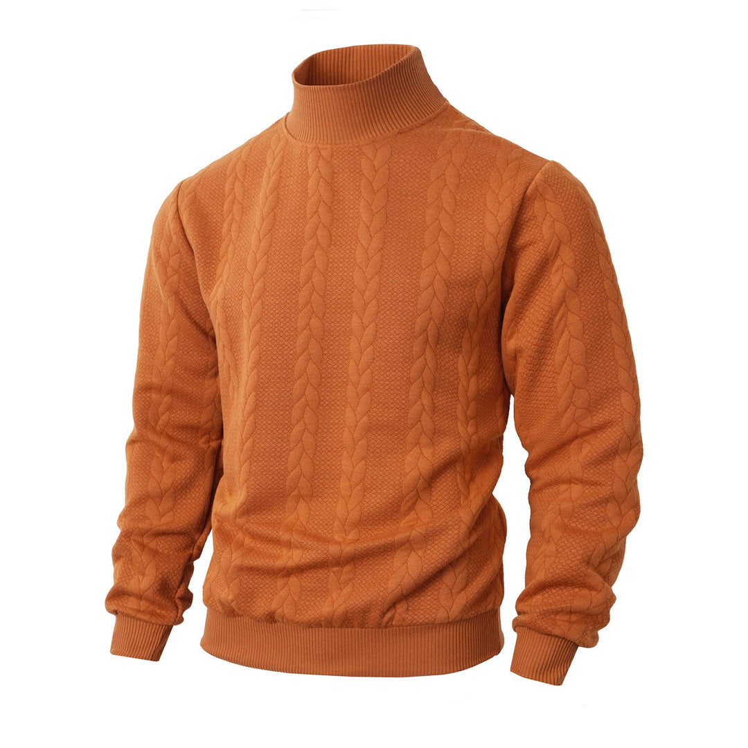 Men's knit sweater with stand-up collar, breathable