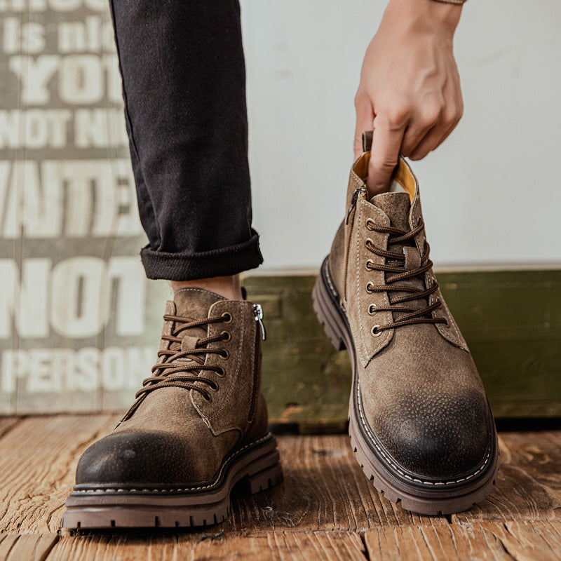 Men's boots with zipper, pigskin, lined
