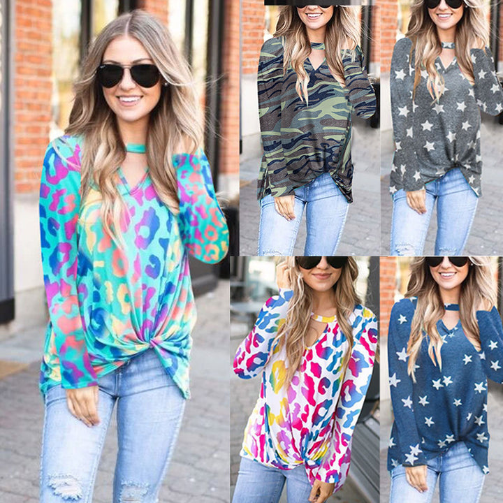 Women casual top with a trendy V neck twist Amarae