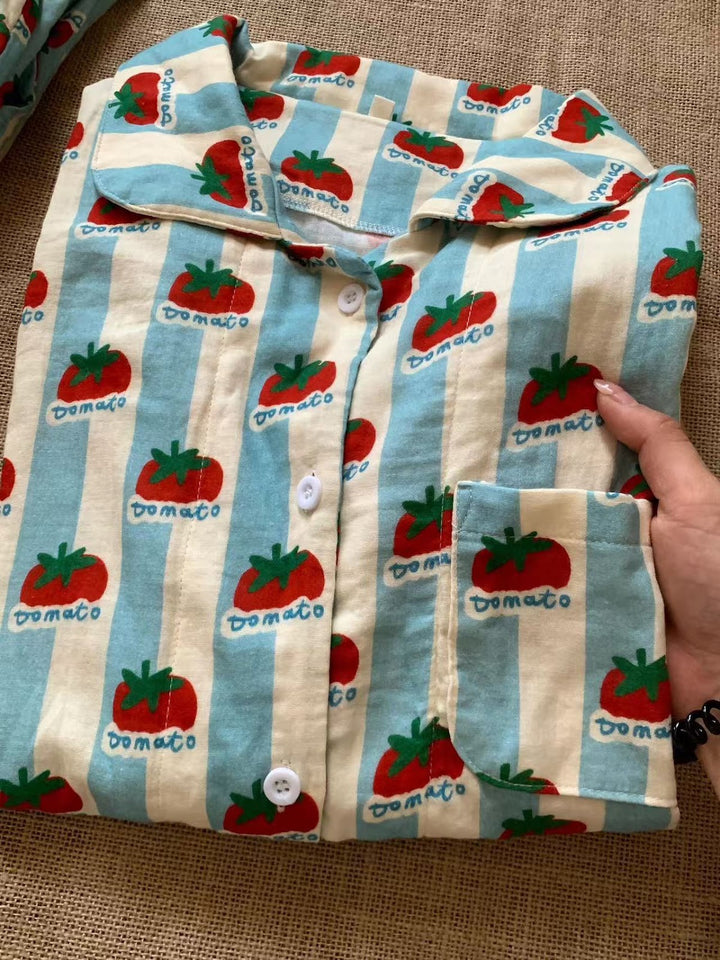 Women's pajamas made of double-layer cotton muslin