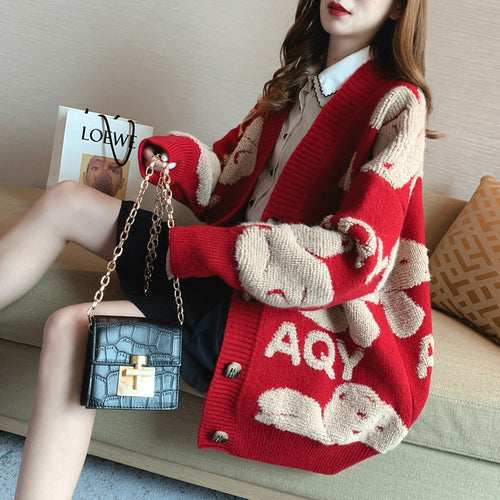 Cardigan Femme Douillet avec Motif Mignon et Grandes Poches Chic & Stil
