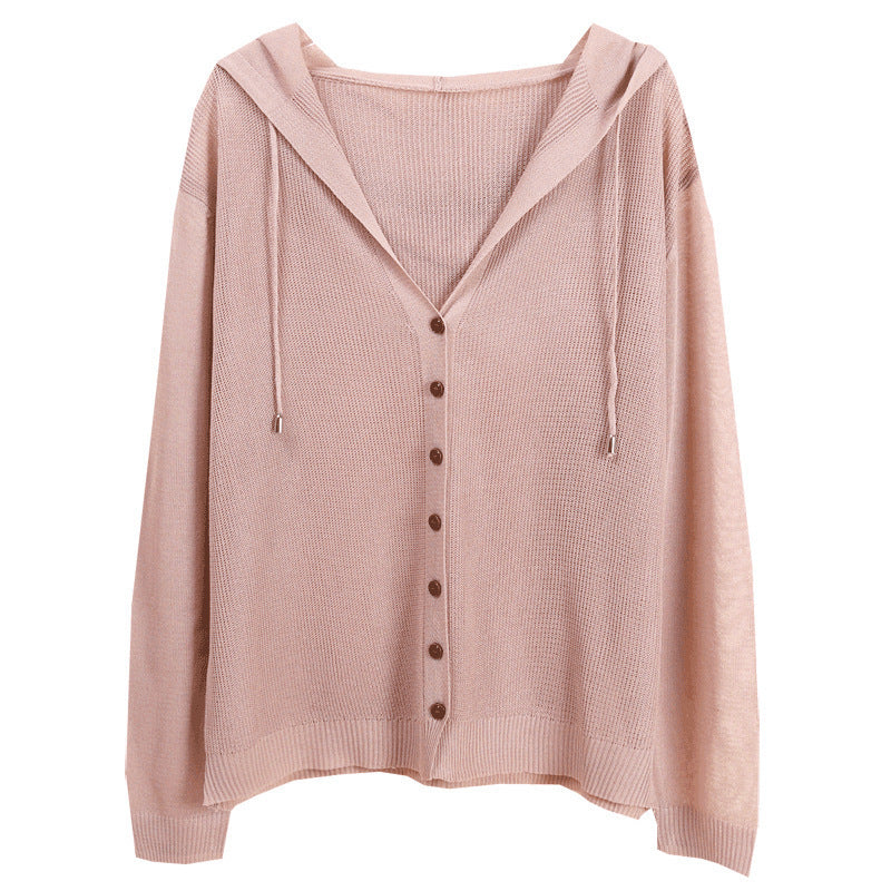 Lady cardigan with hood and elegant wooden buttons Lune London