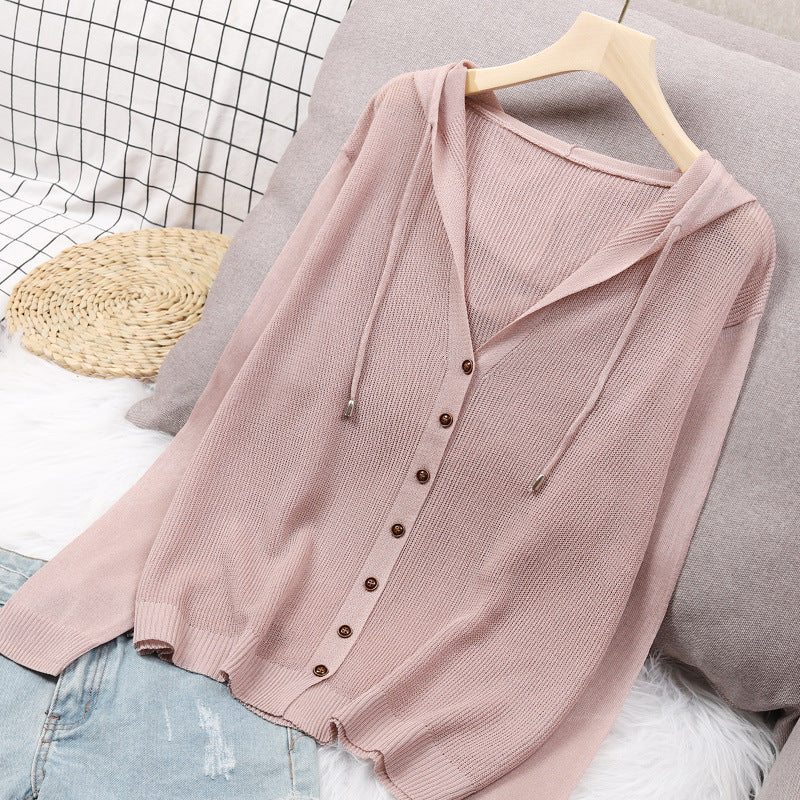 Lady cardigan with hood and elegant wooden buttons Lune London
