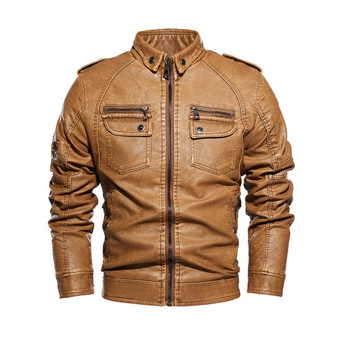 Casual leather jacket for men with multiple pockets Amarae