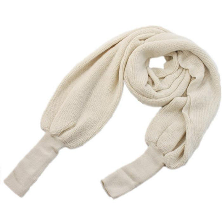 Knitted scarf for women with integrated arm part and comfortable cut Lune London