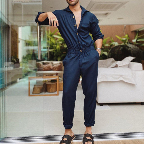 Men's Elegant Overall with Practical Pockets and Stylish Button Design Amarae