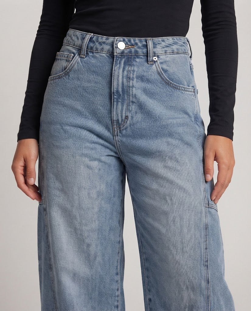 Women Extra wide cotton palazzo pants with floor-length hem and deep crotch Amarae
