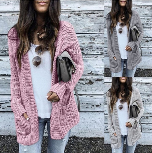 Ladies Chunky Knit Cardigan with oversized cut and practical pockets Amarae