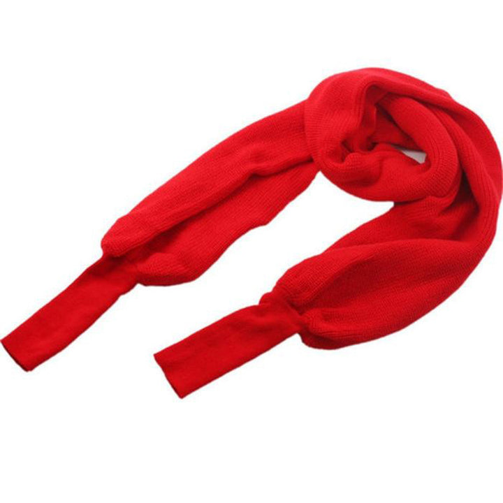 Knitted scarf for women with integrated arm part and comfortable cut Lune London