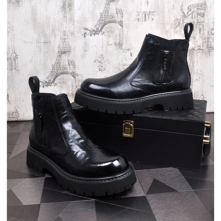 Men's Chelsea boots, lined, leather, for winter