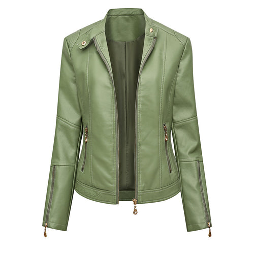 Asymmetrical zipper faux leather jacket for women Amarae