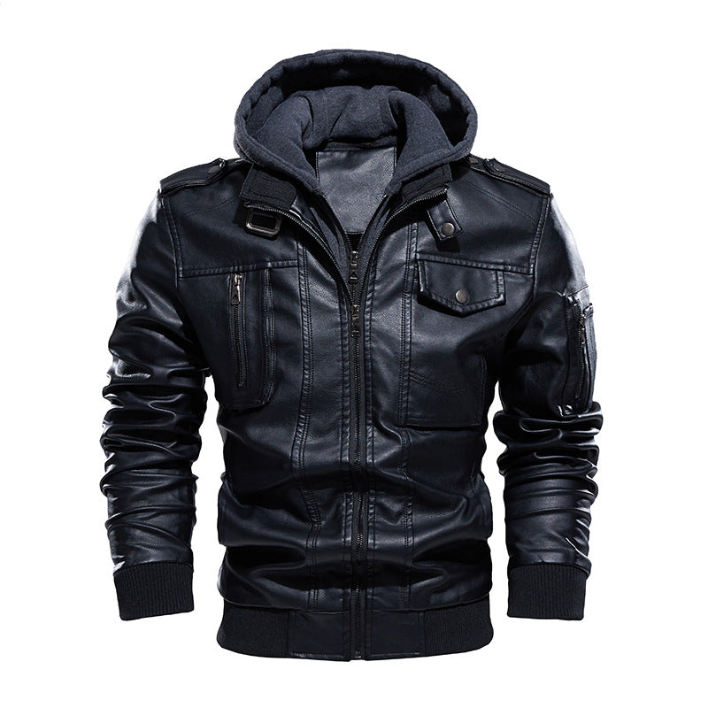 Faux leather jacket for men with removable hood Lune London