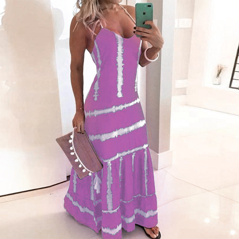 Maxi tie-dye dress for women with adjustable straps Lune London